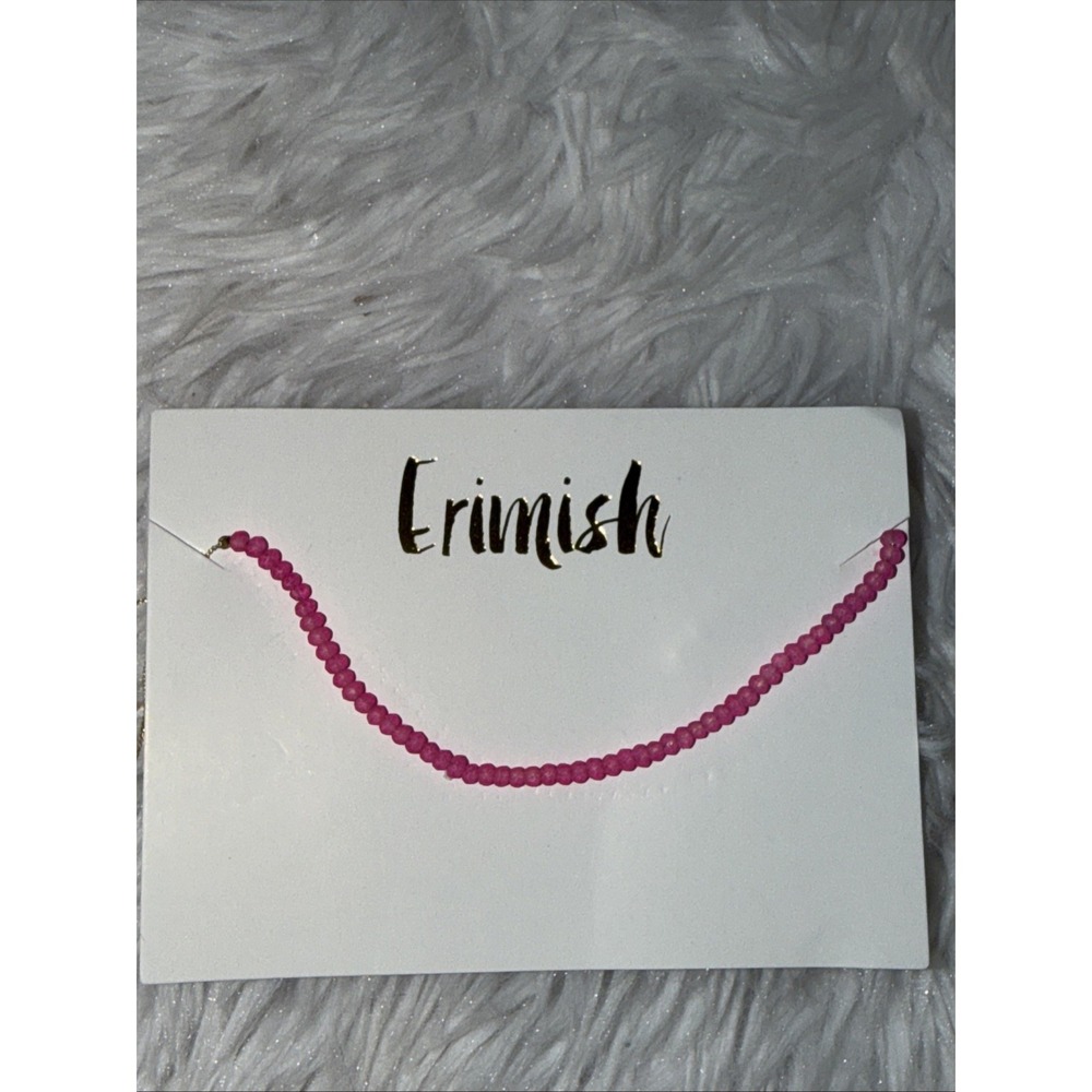 Erimish Hot Pink Beaded Gold Tone Chain Adjustable Necklace Minimalistβ Jewelry